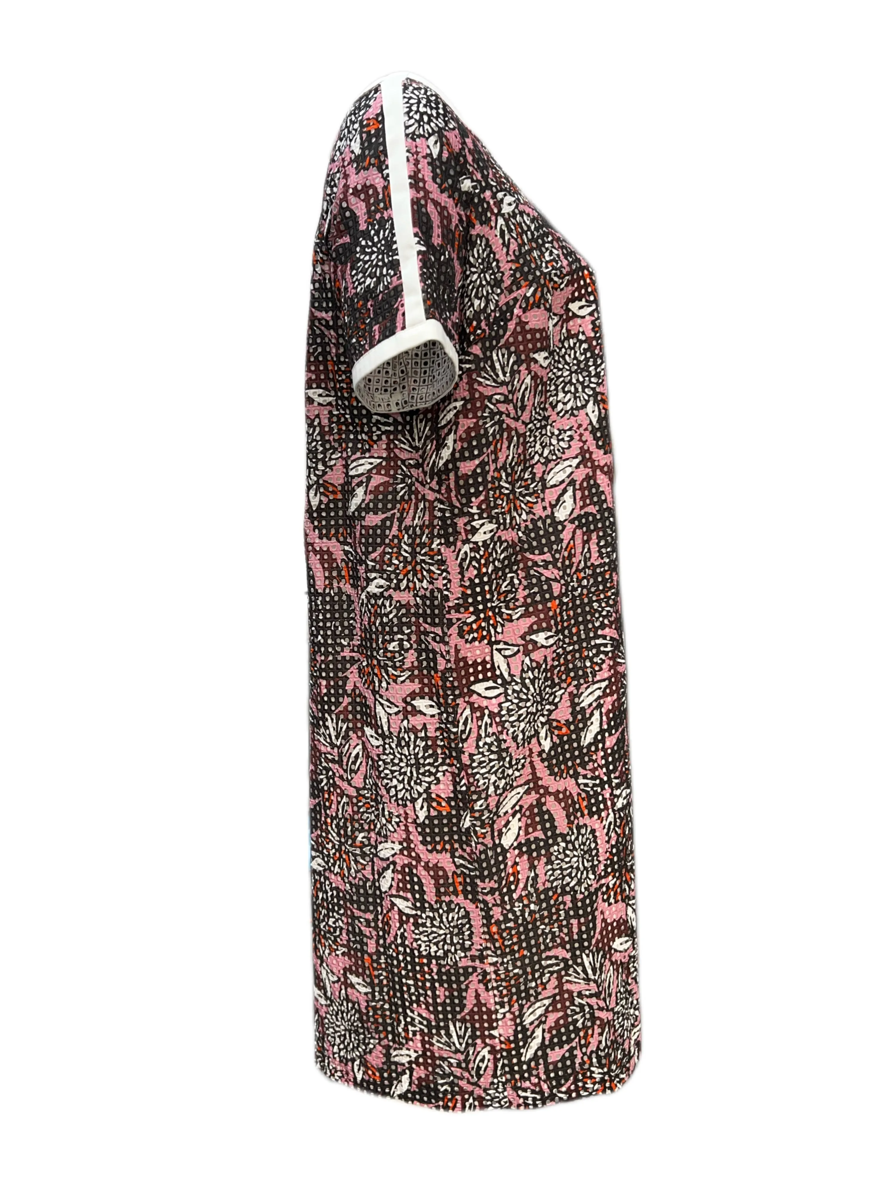 MARINA RINALDI Women's Bordeaux Dieci Printed V-Neck Dress $620 NWT