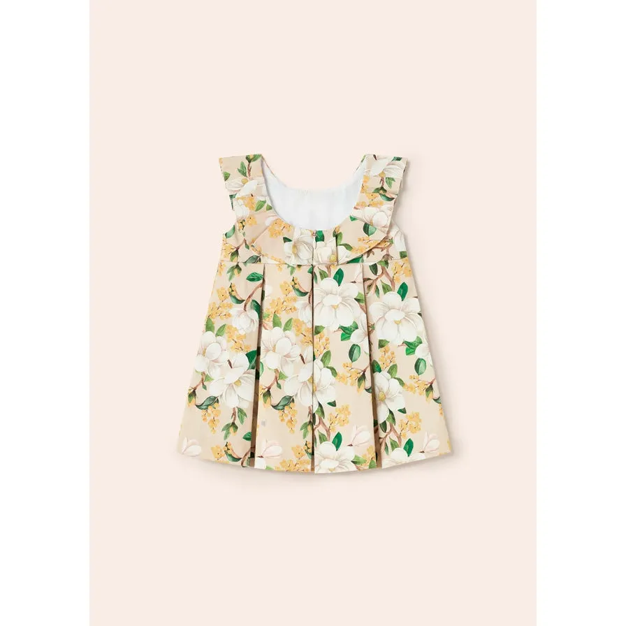 Mayoral Beige Cotton Floral Printed Dress