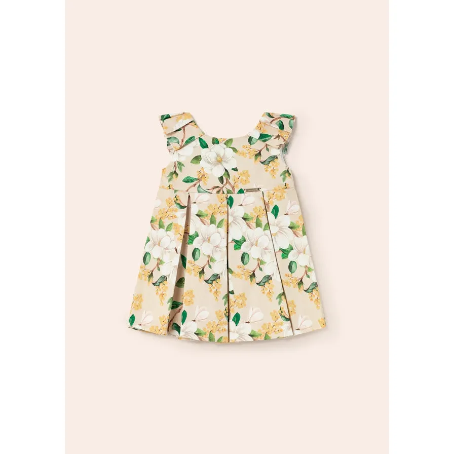 Mayoral Beige Cotton Floral Printed Dress