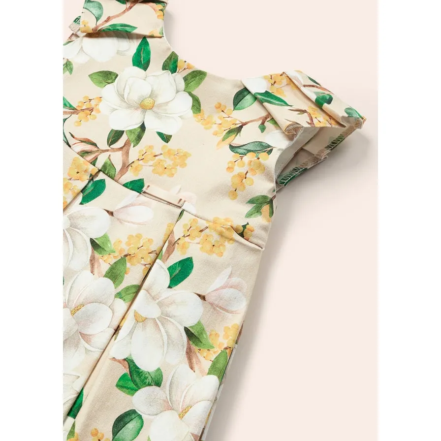 Mayoral Beige Cotton Floral Printed Dress