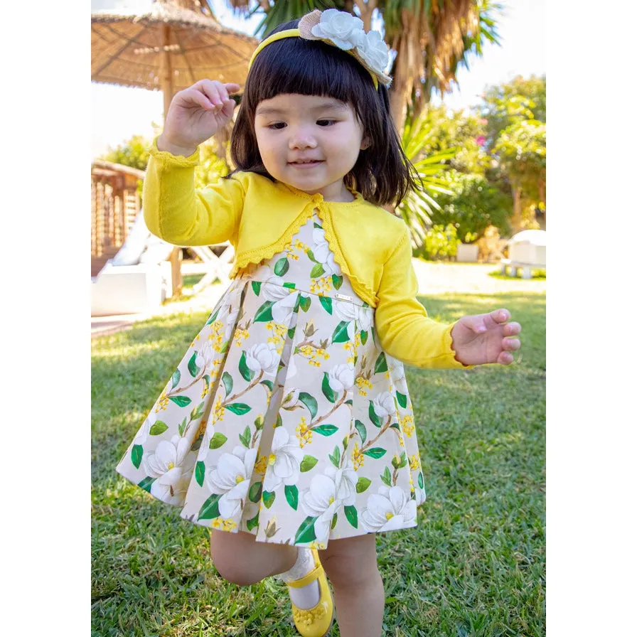 Mayoral Beige Cotton Floral Printed Dress