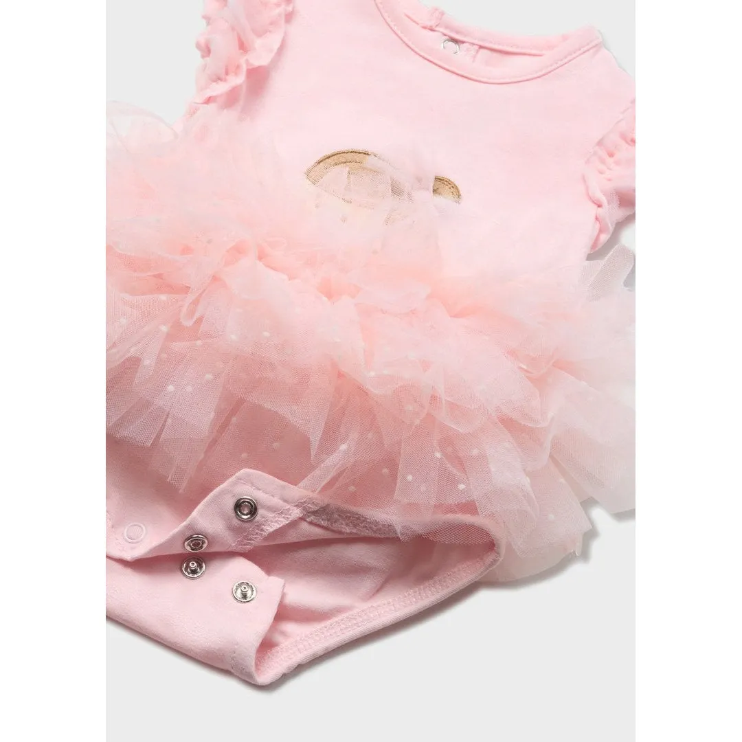 Mayoral Pink Tulle Cotton Romper & Headband