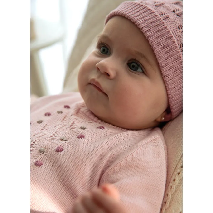 Mayoral Sugar Pink Knit Dress & Hat Set