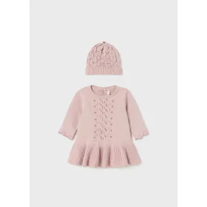 Mayoral Sugar Pink Knit Dress & Hat Set