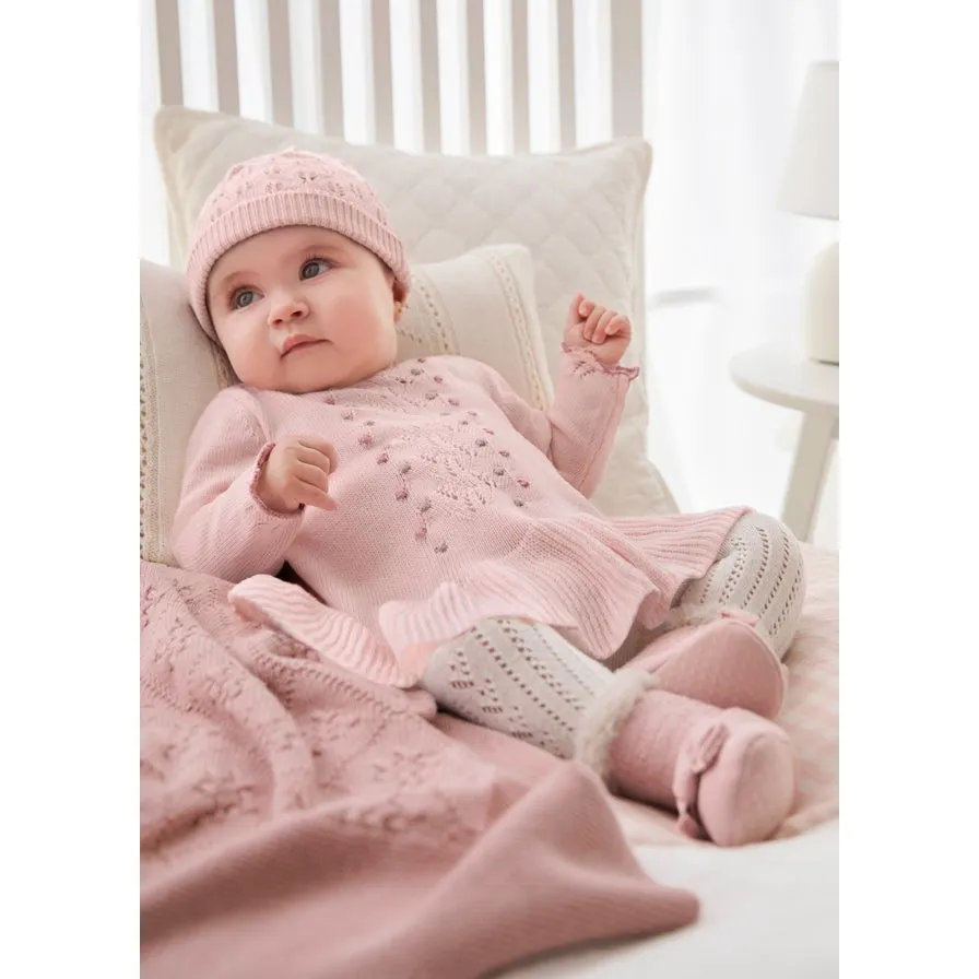 Mayoral Sugar Pink Knit Dress & Hat Set