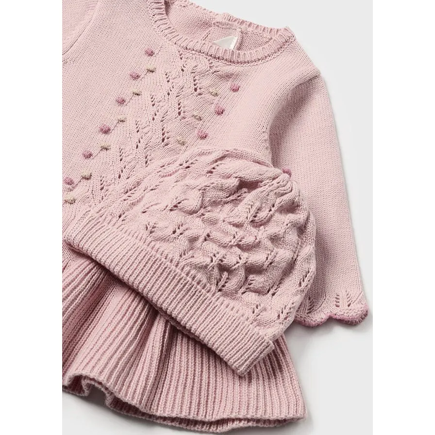 Mayoral Sugar Pink Knit Dress & Hat Set