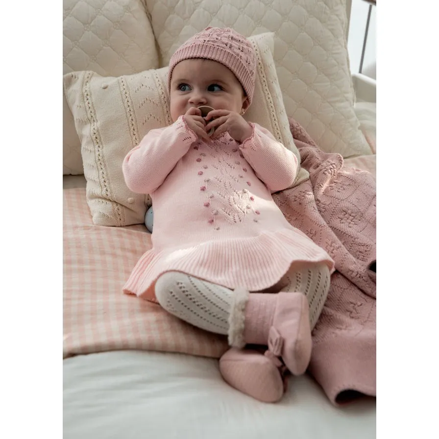Mayoral Sugar Pink Knit Dress & Hat Set
