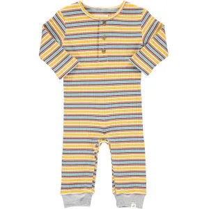 Me & Henry Mason Rib Romper - Mustard/Blue Stripe