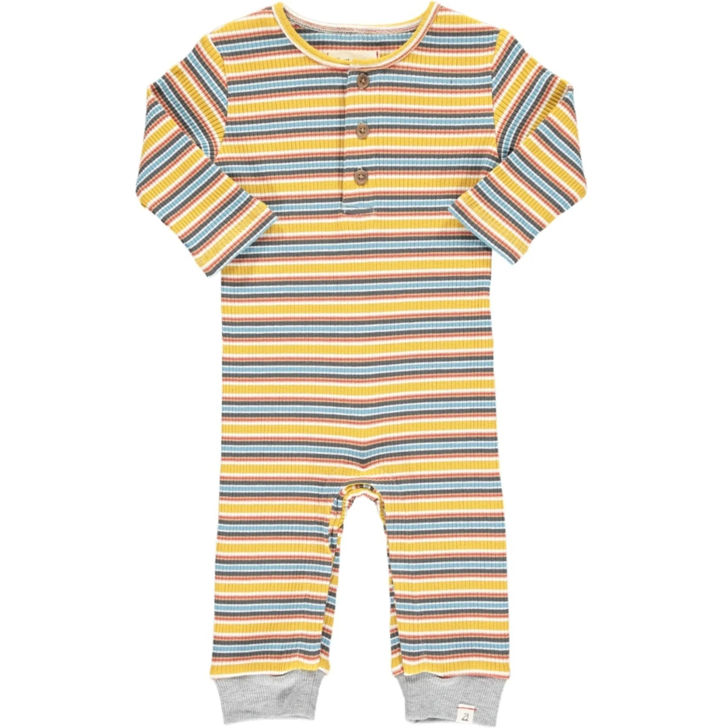 Me & Henry Mason Rib Romper - Mustard/Blue Stripe