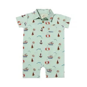 Me & Henry Molokai Romper - Blue Nautical