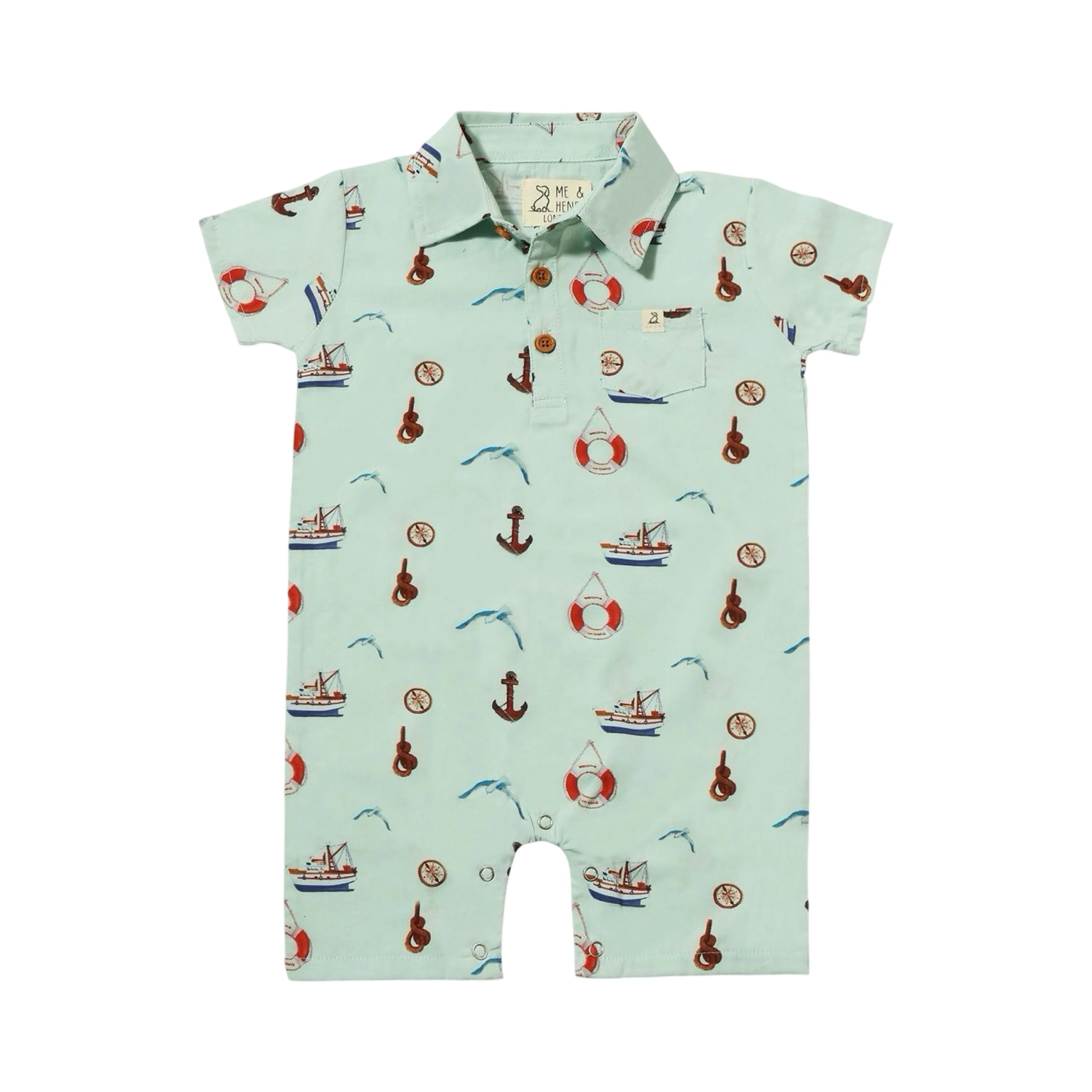 Me & Henry Molokai Romper - Blue Nautical