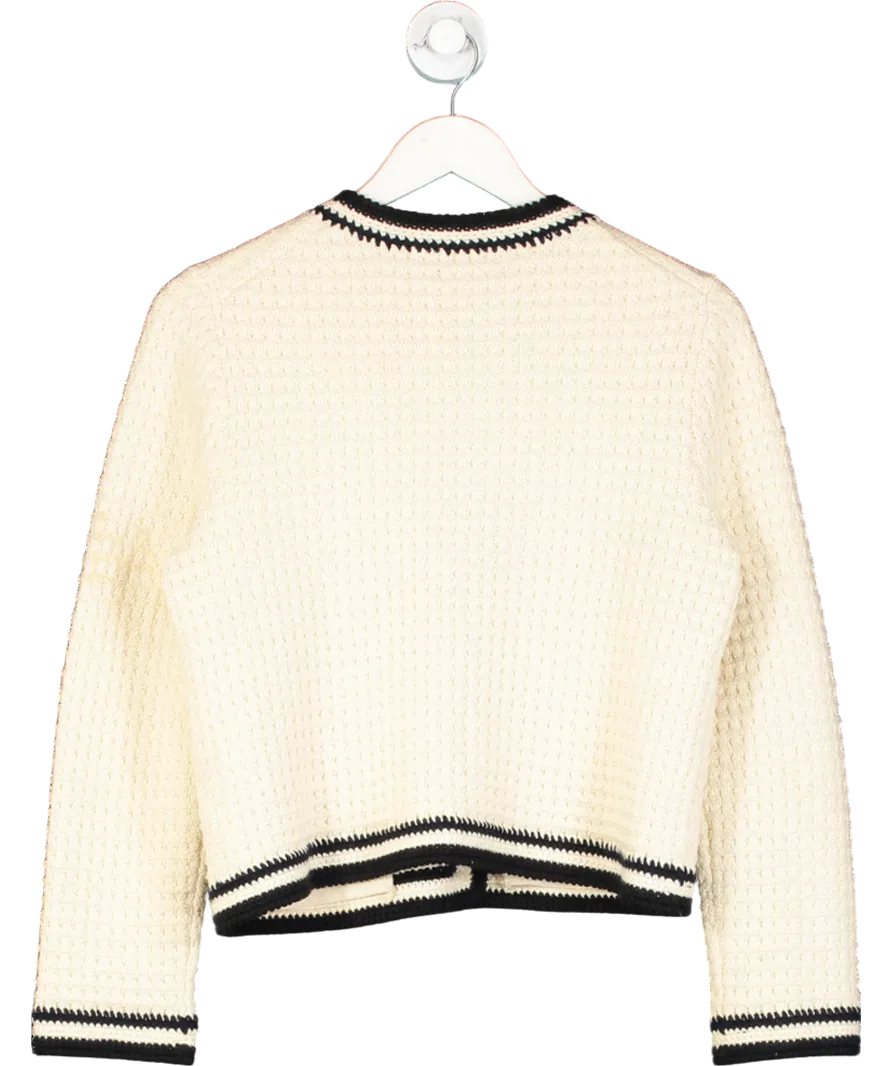 ME EM Cream Heavy Cotton Cardigan With Contrast Trim UK S