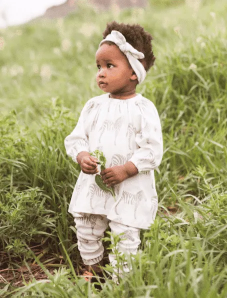 MilkBarn Baby Organic Cotton Dress and Legging Set - Grey Zebra