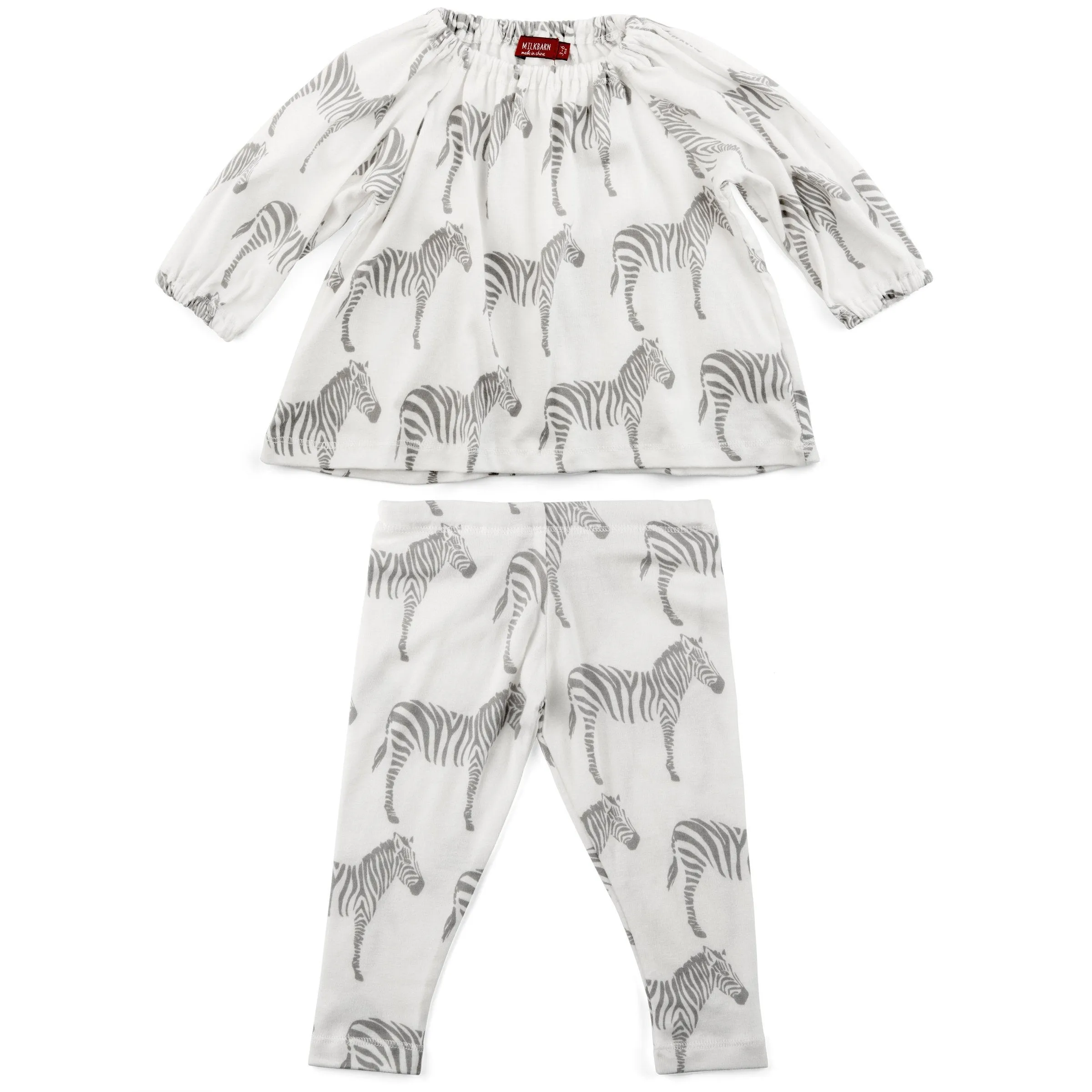 MilkBarn Baby Organic Cotton Dress and Legging Set - Grey Zebra