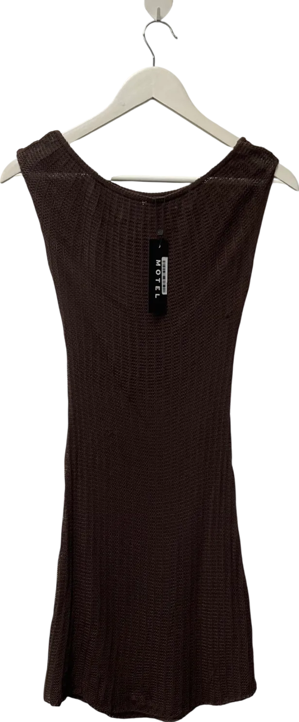 Motelrocks Brown Susannah Dress In Wide Rib Knit UK S
