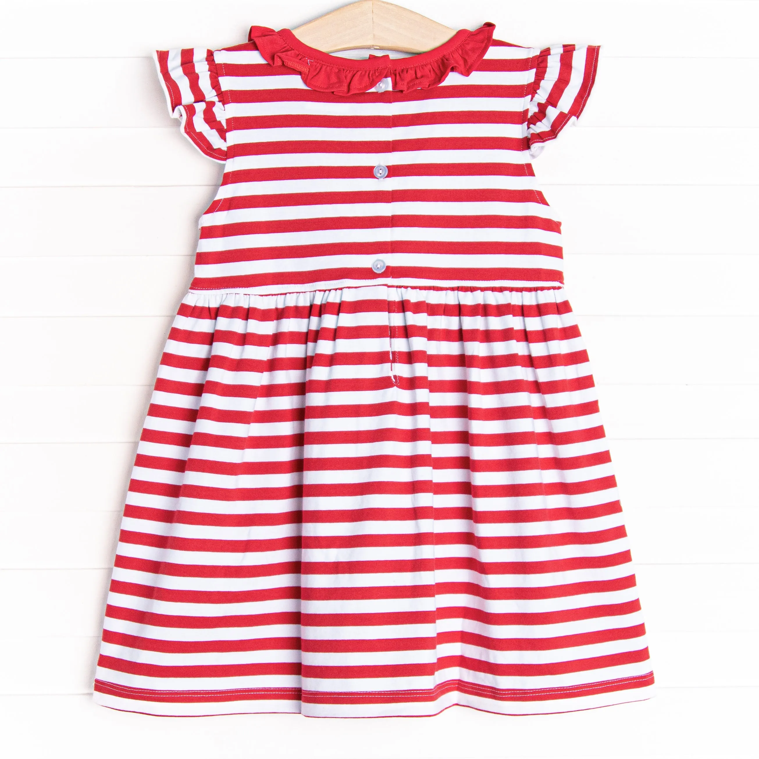 Mouse Ear Magic Applique Dress, Red Stripe