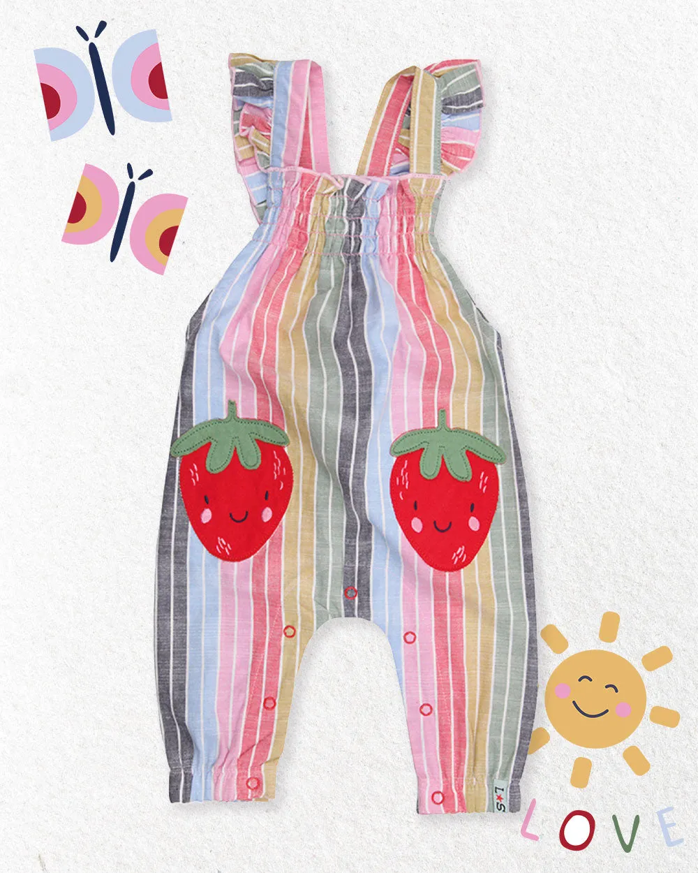 Multicoloured Strawberry Applique Romper