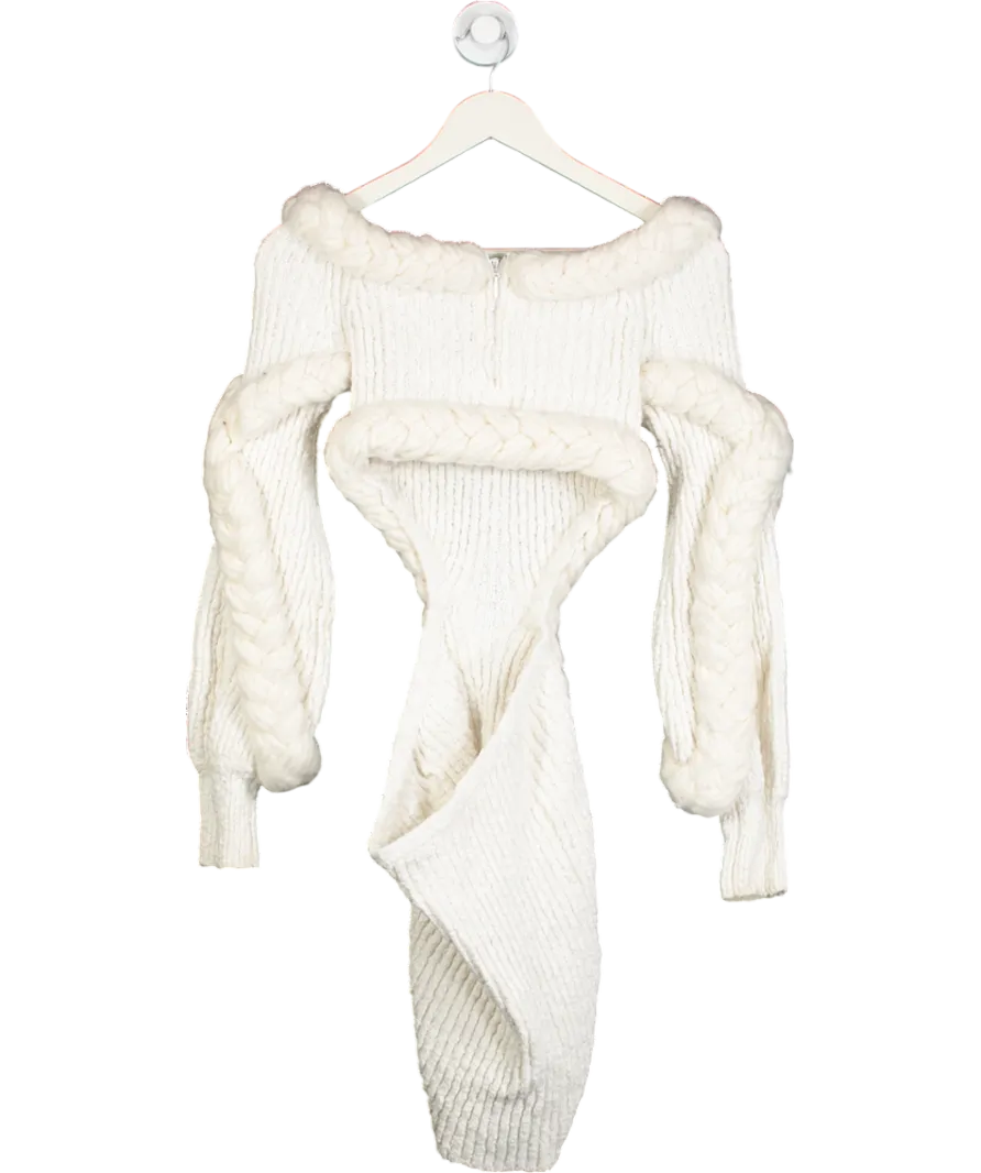 NBD Cream Elsie Boucle Mini Dress UK XS
