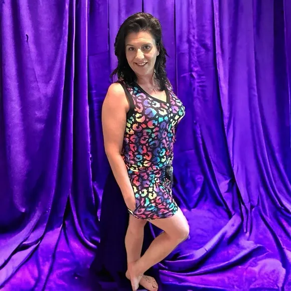 Neon leopard sleeveless short pajama set Shirley &amp; Stone