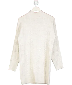 New Look Cream High Neck Cable Knit Jumper Dress UK S