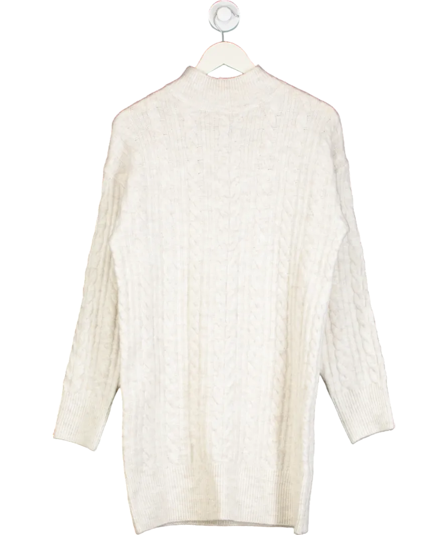New Look Cream High Neck Cable Knit Jumper Dress UK S