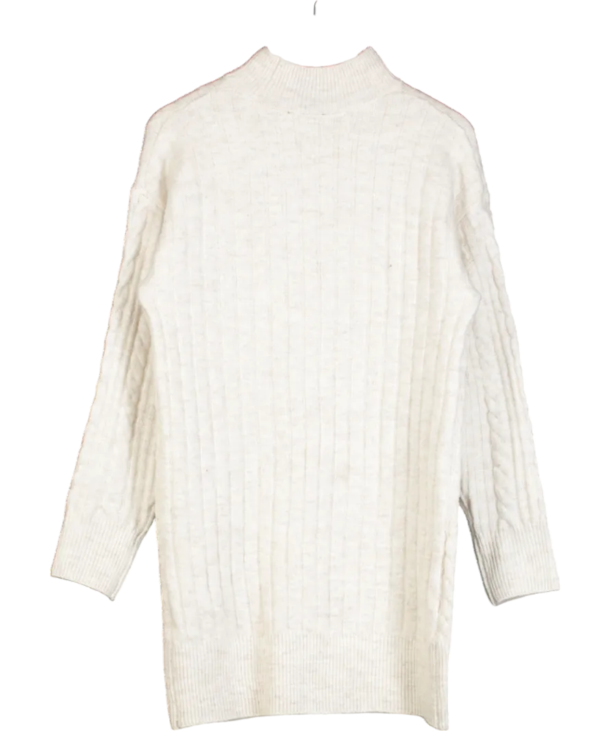 New Look Cream High Neck Cable Knit Jumper Dress UK S