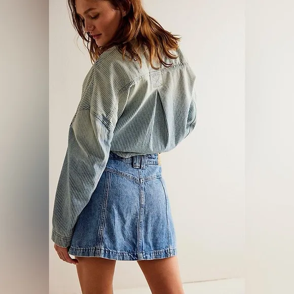 NWT Free People Midnight Sun Denim Skort Medium Wash Blue XS / Size 0