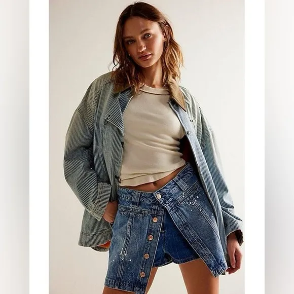 NWT Free People Midnight Sun Denim Skort Medium Wash Blue XS / Size 0