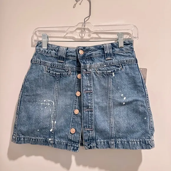 NWT Free People Midnight Sun Denim Skort Medium Wash Blue XS / Size 0