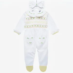Ocean Baby Girls Lemon Smocked Sleepsuit & Headband Set (NB-18M)