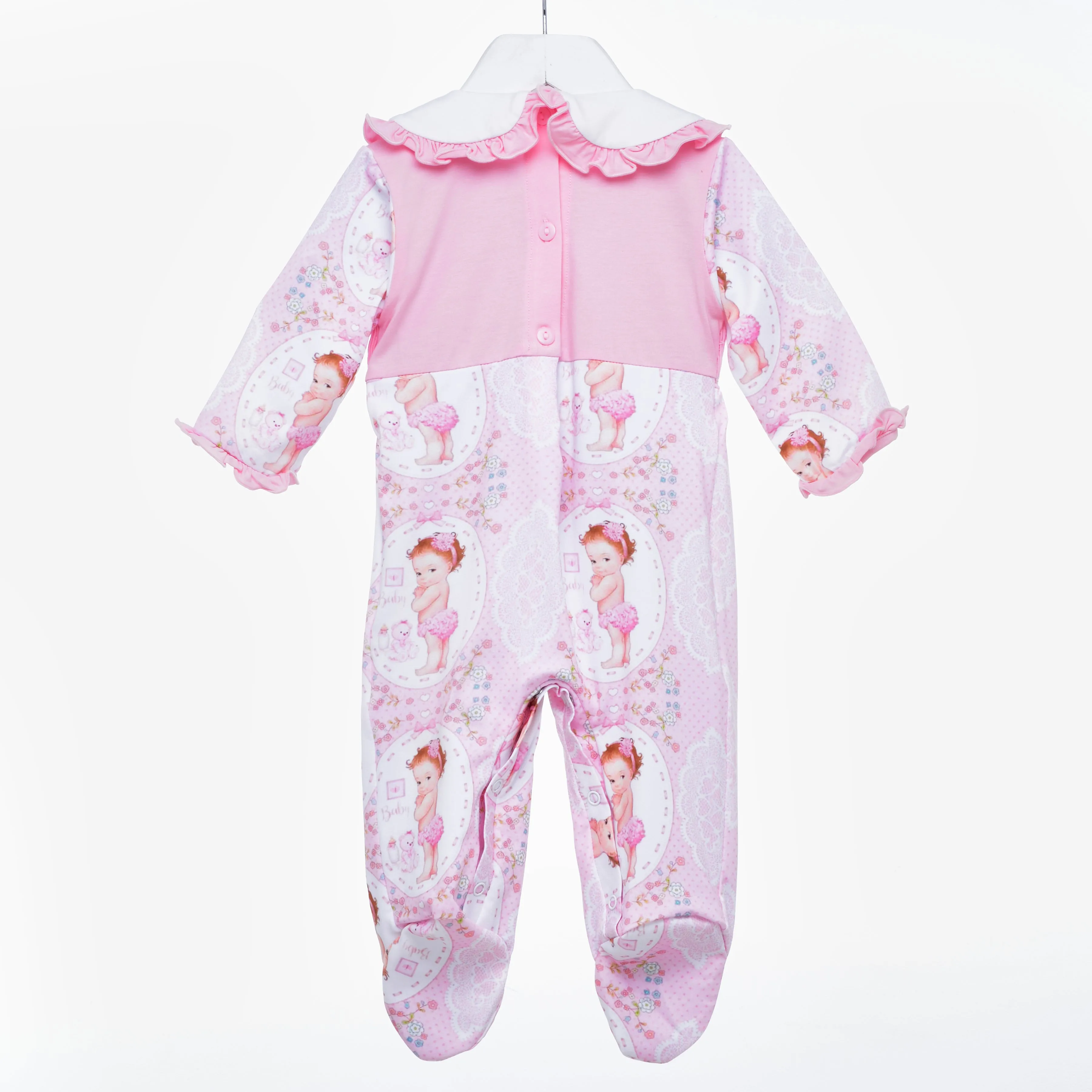 Ocean Baby Girls Pink Smocked Vintage Doll Sleepsuit & Headband Set (NB-12M)