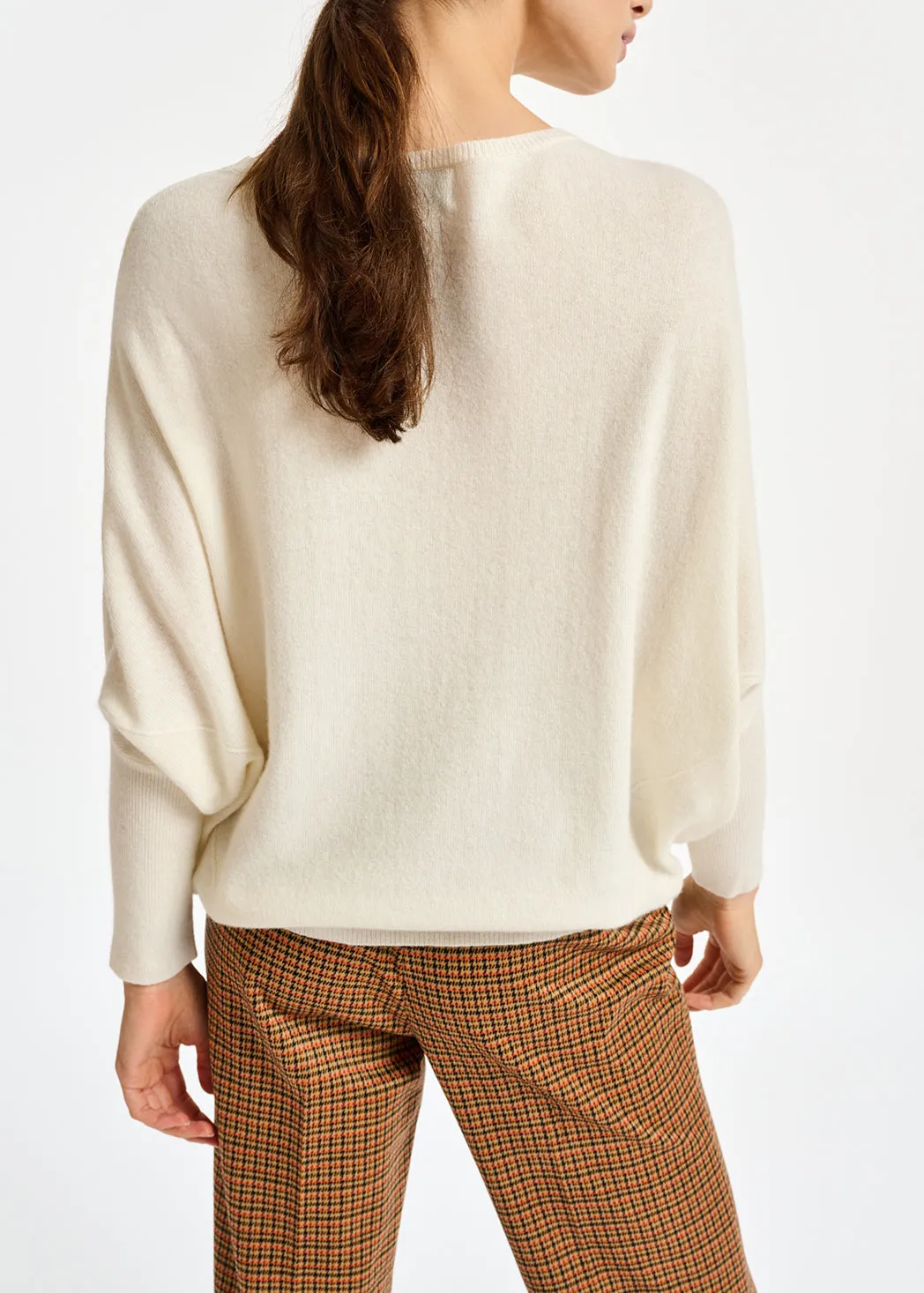 Off-white fine-knit sweater