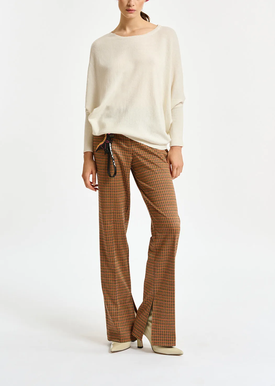 Off-white fine-knit sweater