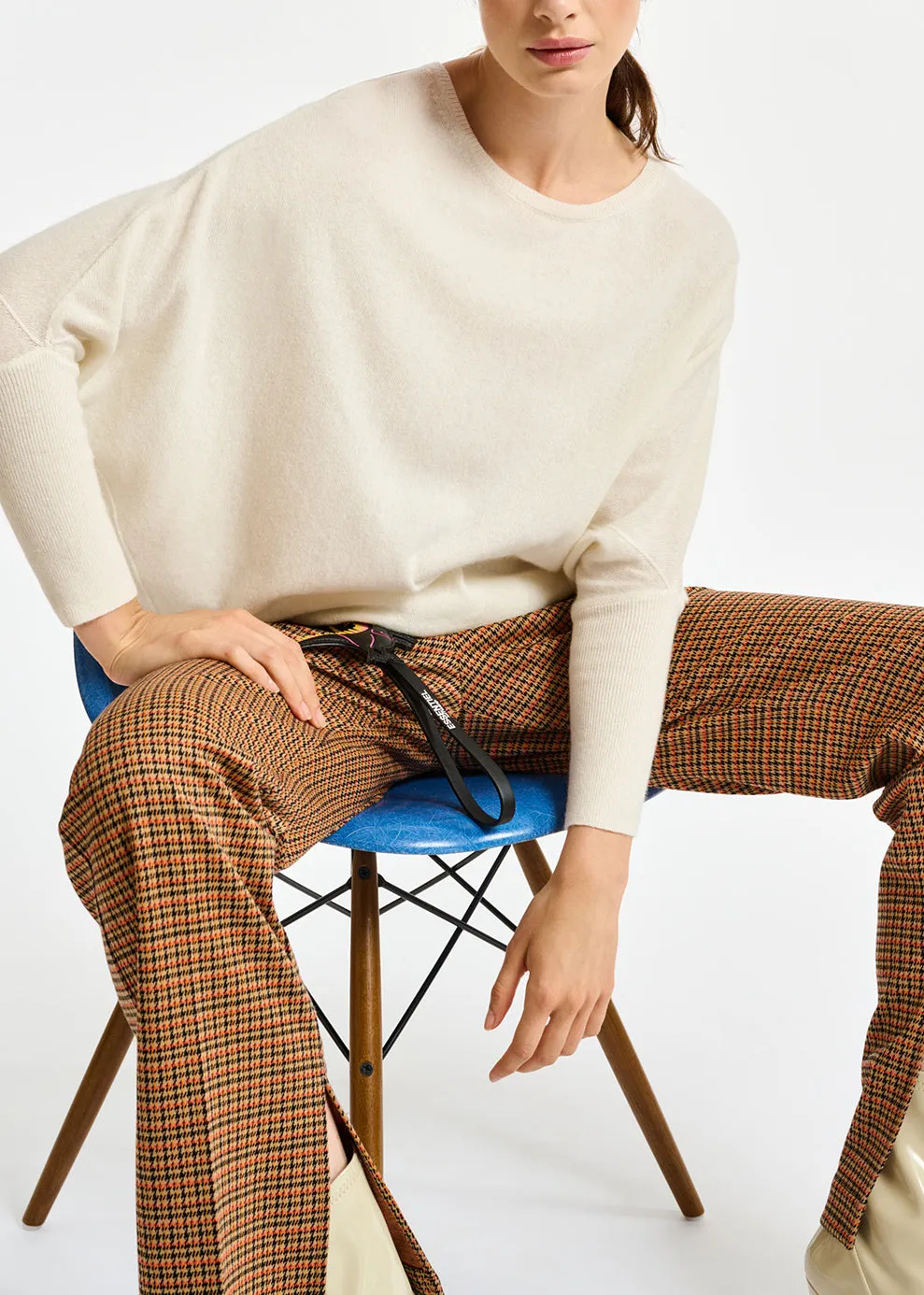Off-white fine-knit sweater