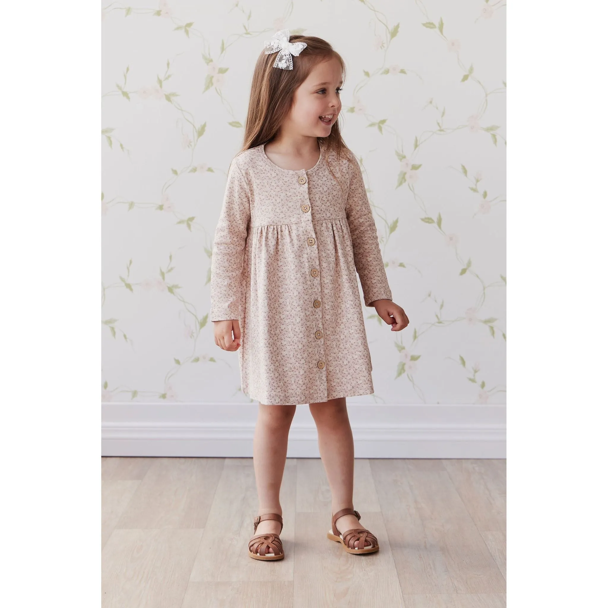 Organic Cotton Poppy Dress - Rosalie Field Rose Dust