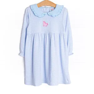 Party Pony Applique Dress, Blue