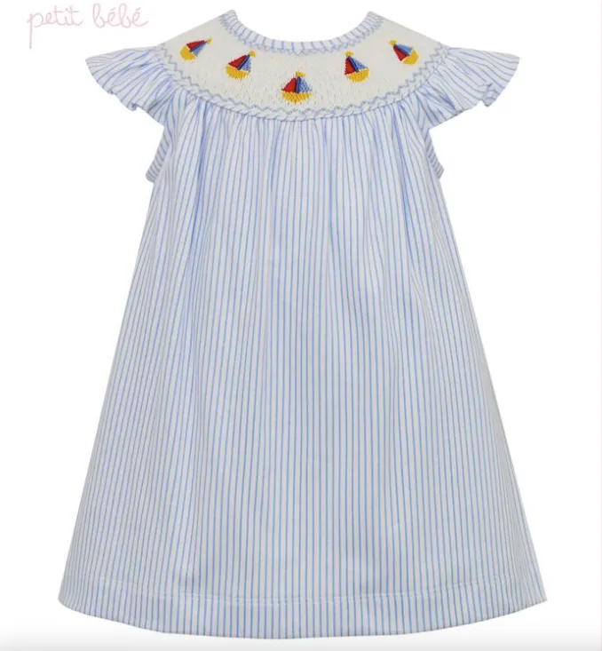 Petit Bebe- Sailboats Angel Wings Bishop Dress