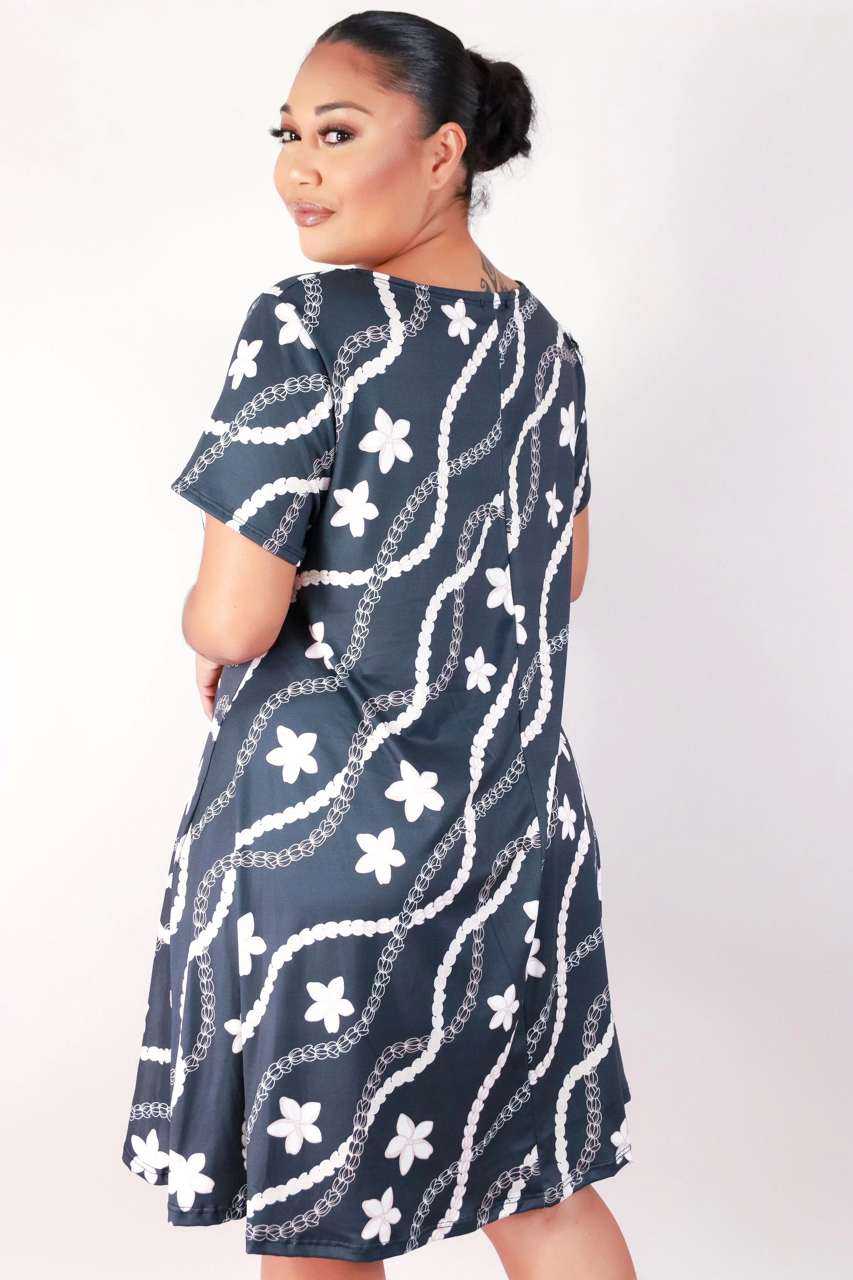PIKAKE PLUMERIA TRAPEZE DRESS