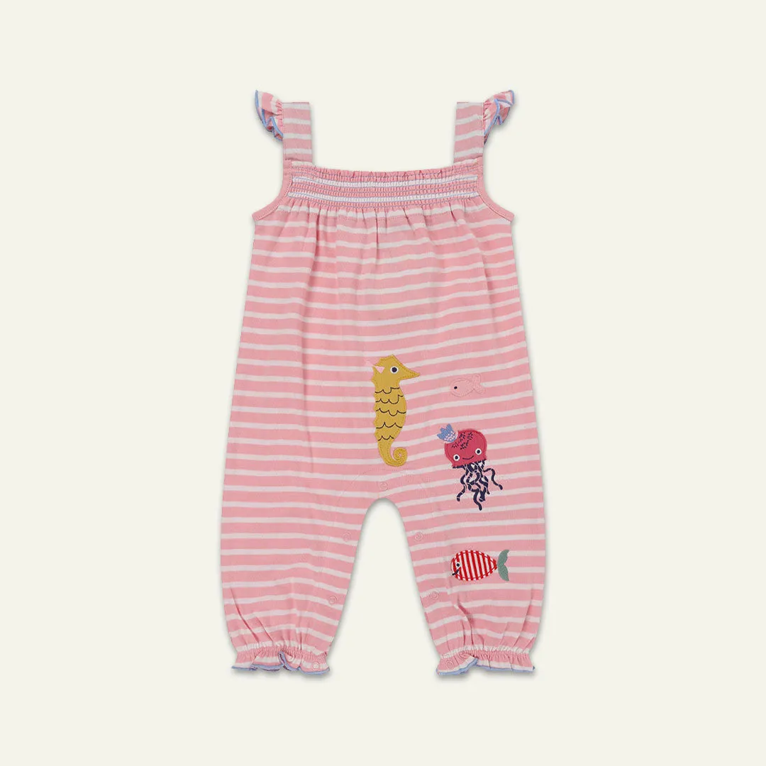 Pink Stripe Print Romper