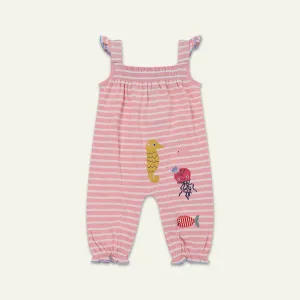 Pink Stripe Print Romper