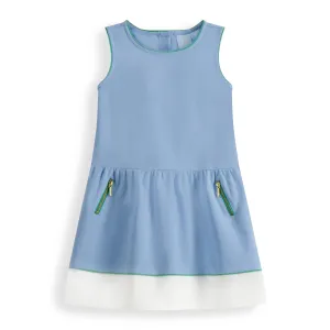 Pique Colorblock Dress -- Blue w/ Green