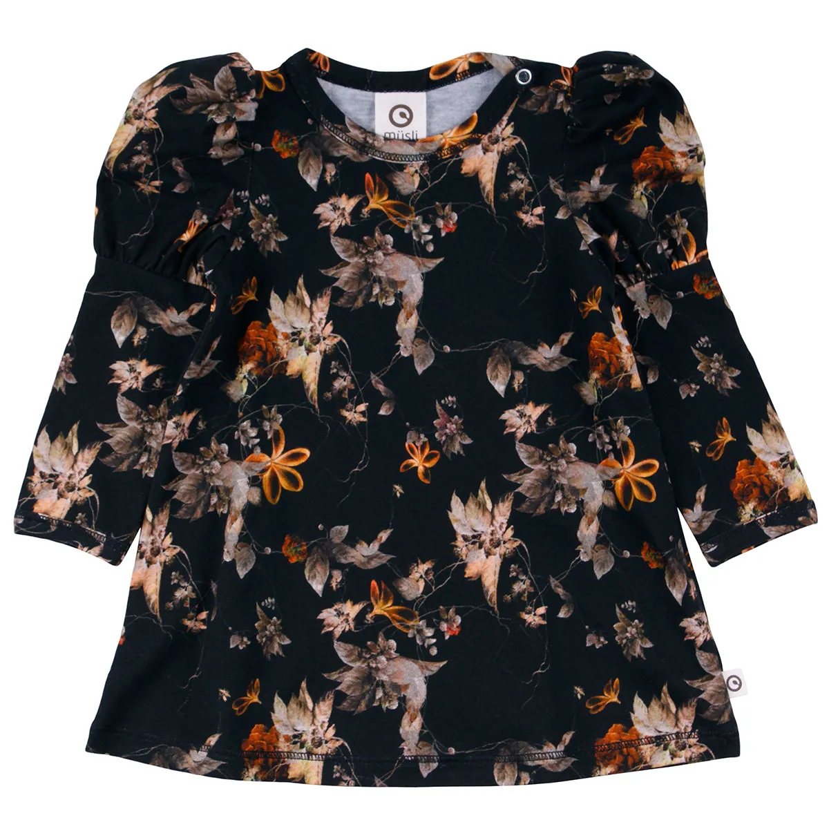 Poetry Print Dress with Puff Sleeves - Baby