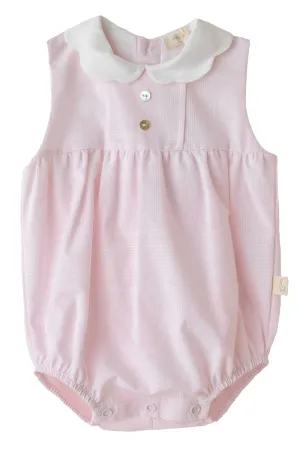 "Edith" Pink Checked Romper