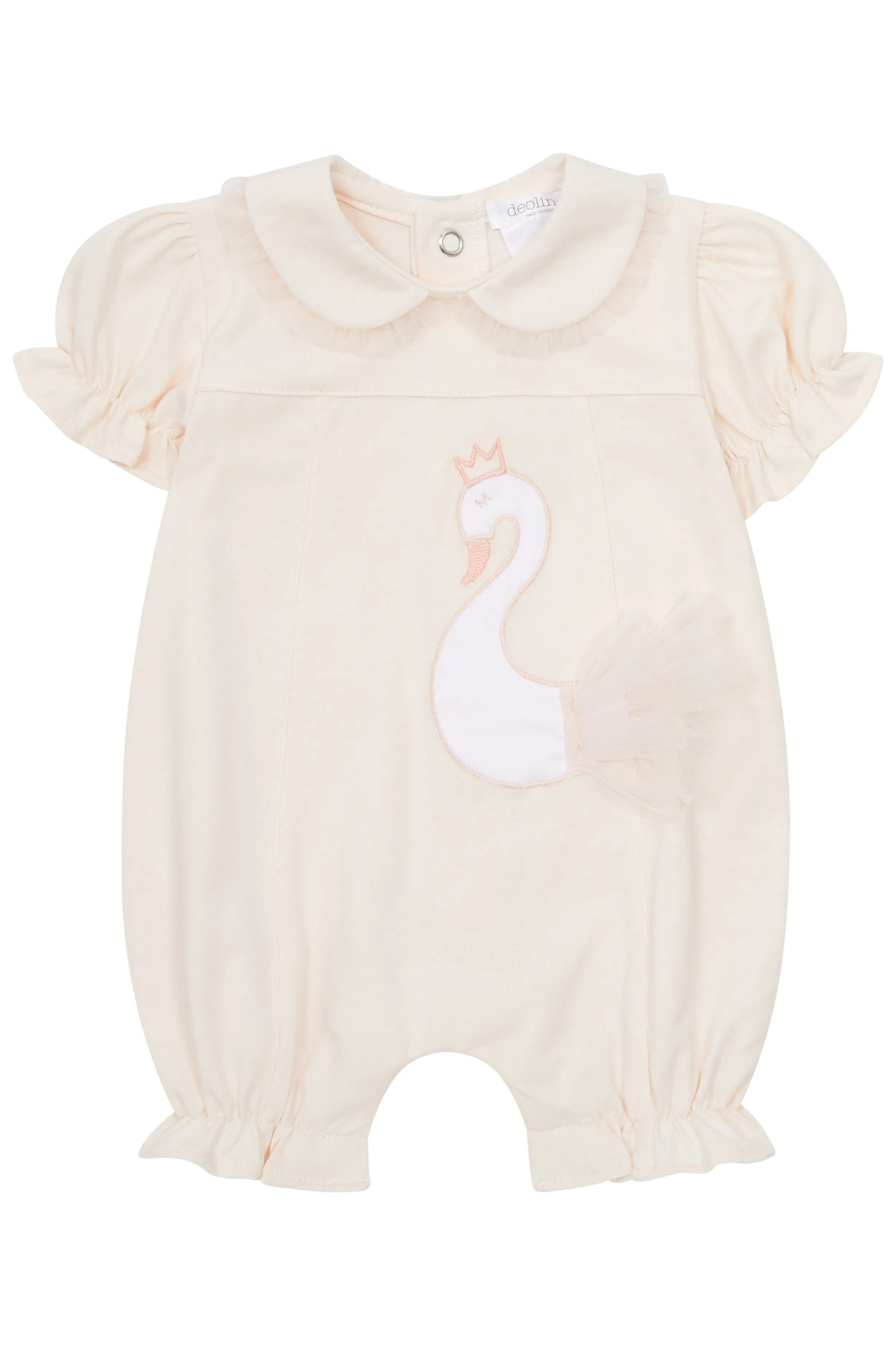 "Isabella" Pale Peach Tulle Swan Romper