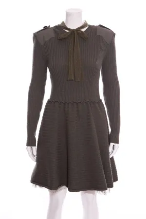 Red Valentino Olive Lace Detail Knit Dress SZ M