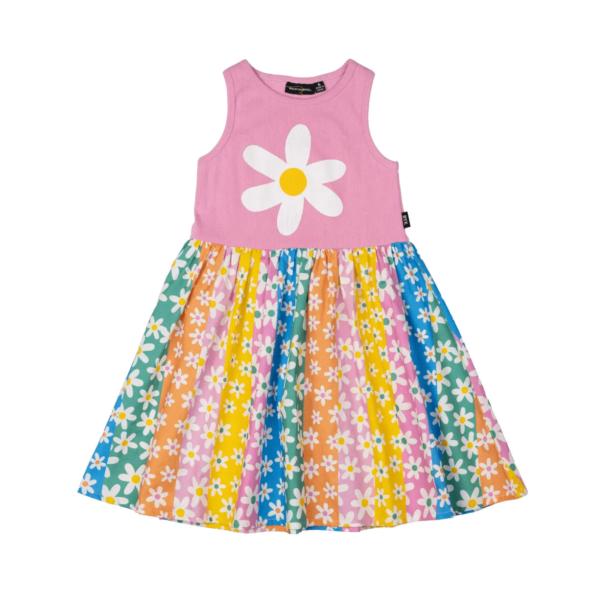 ROCK YOUR BABY FLORAL STRIPES SINGLET DRESS