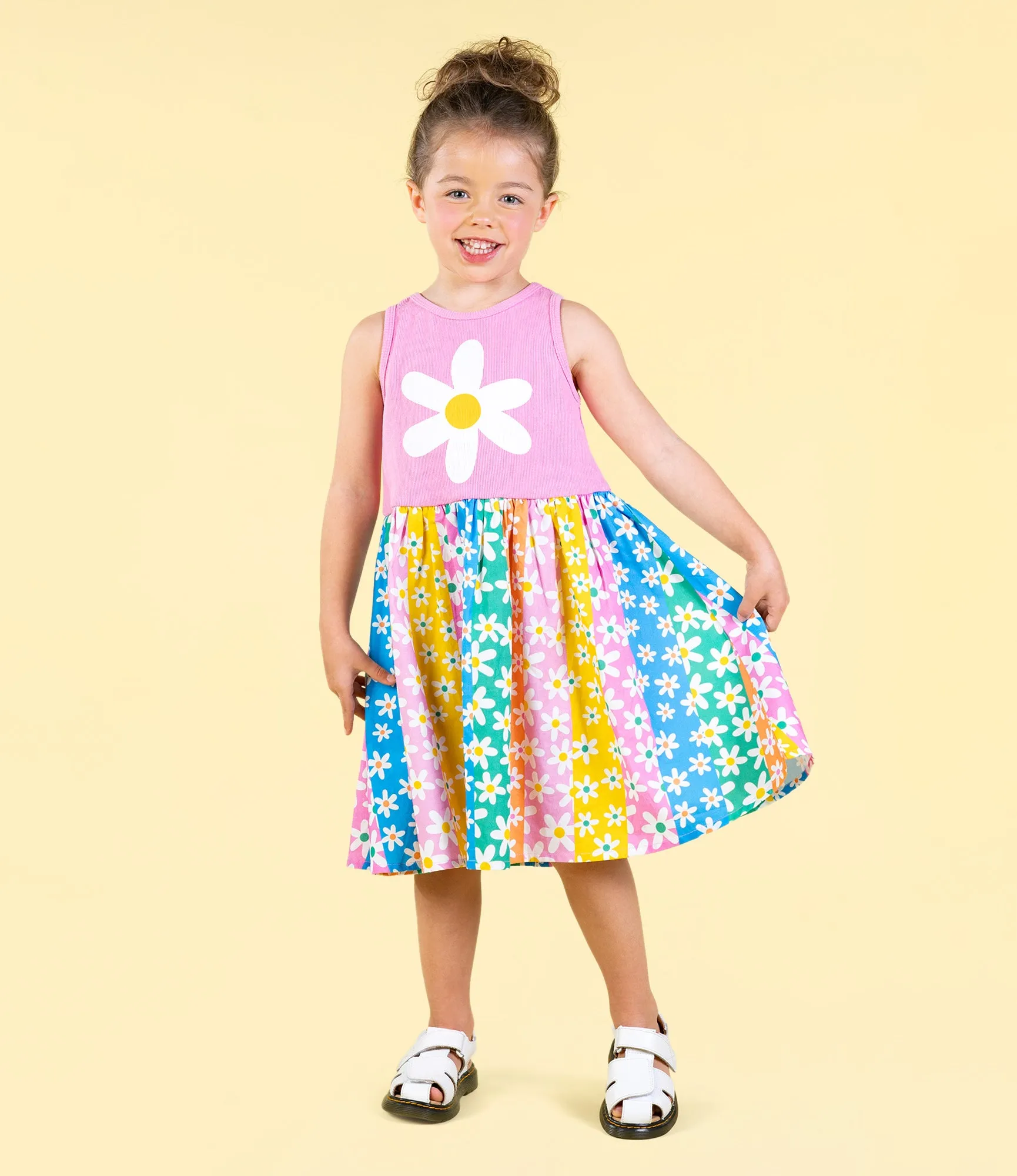 ROCK YOUR BABY FLORAL STRIPES SINGLET DRESS