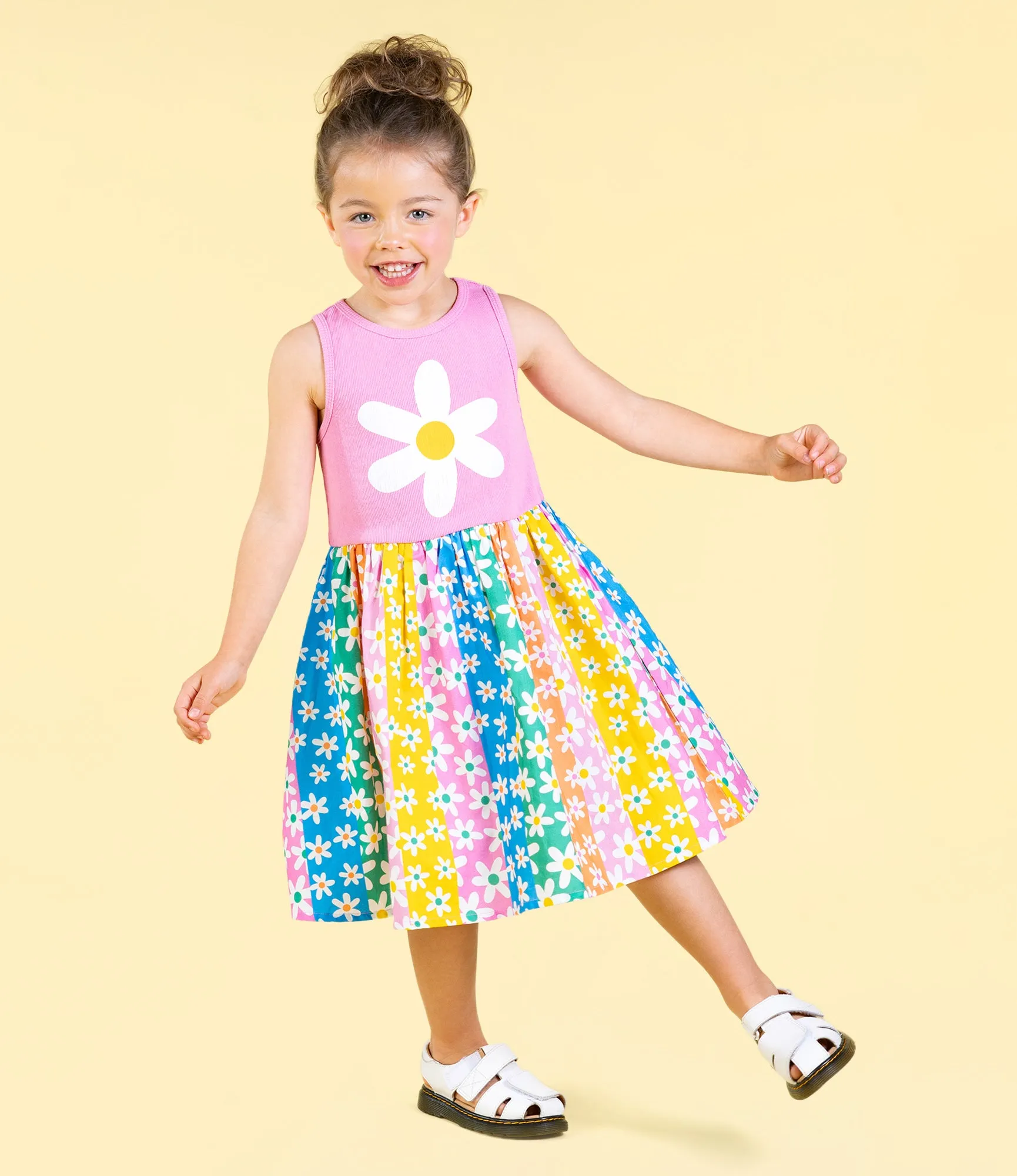 ROCK YOUR BABY FLORAL STRIPES SINGLET DRESS
