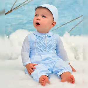 Romper with matching cap  - Blue - Sarah Louise C3001