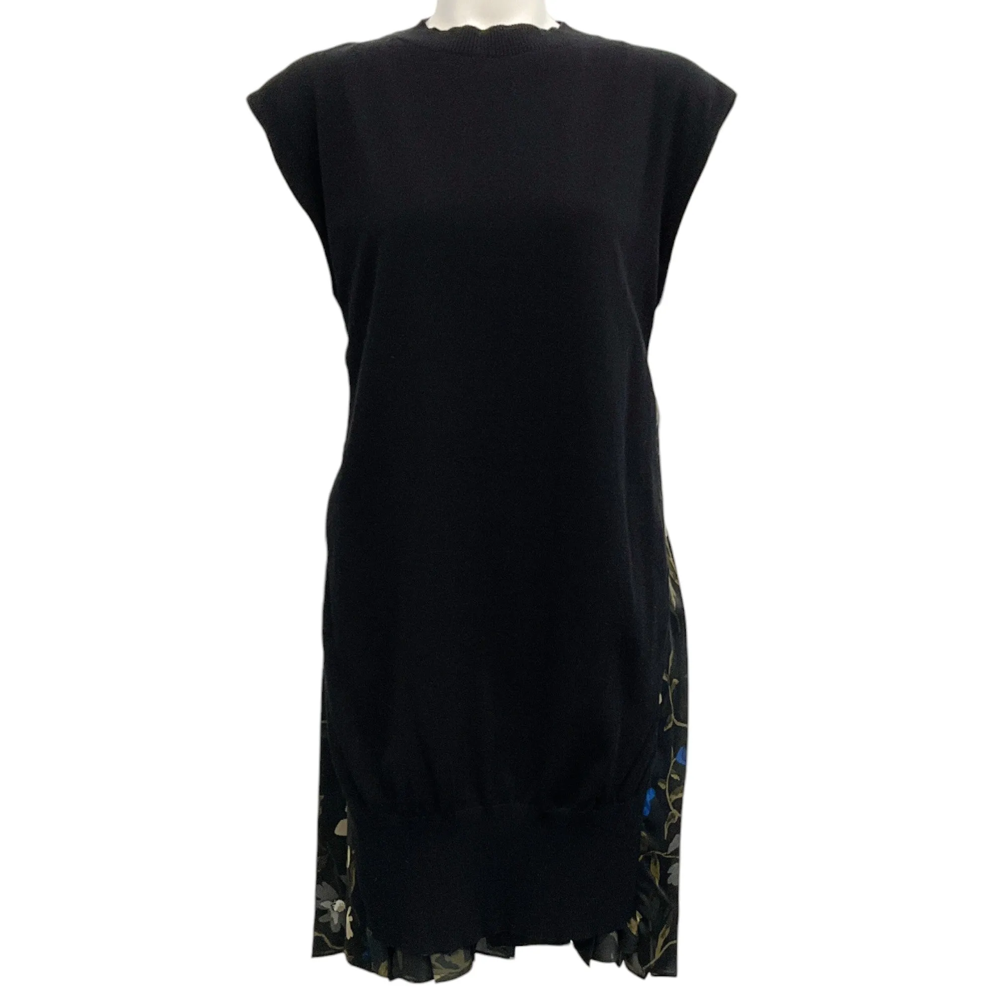 Sacai Black Floral Knit Front Dress